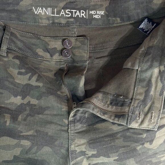 VANILLASTAR Women's Shorts Green Camouflage Mid Rise Cotton Pockets Zip Size 17 - Picture 11 of 13